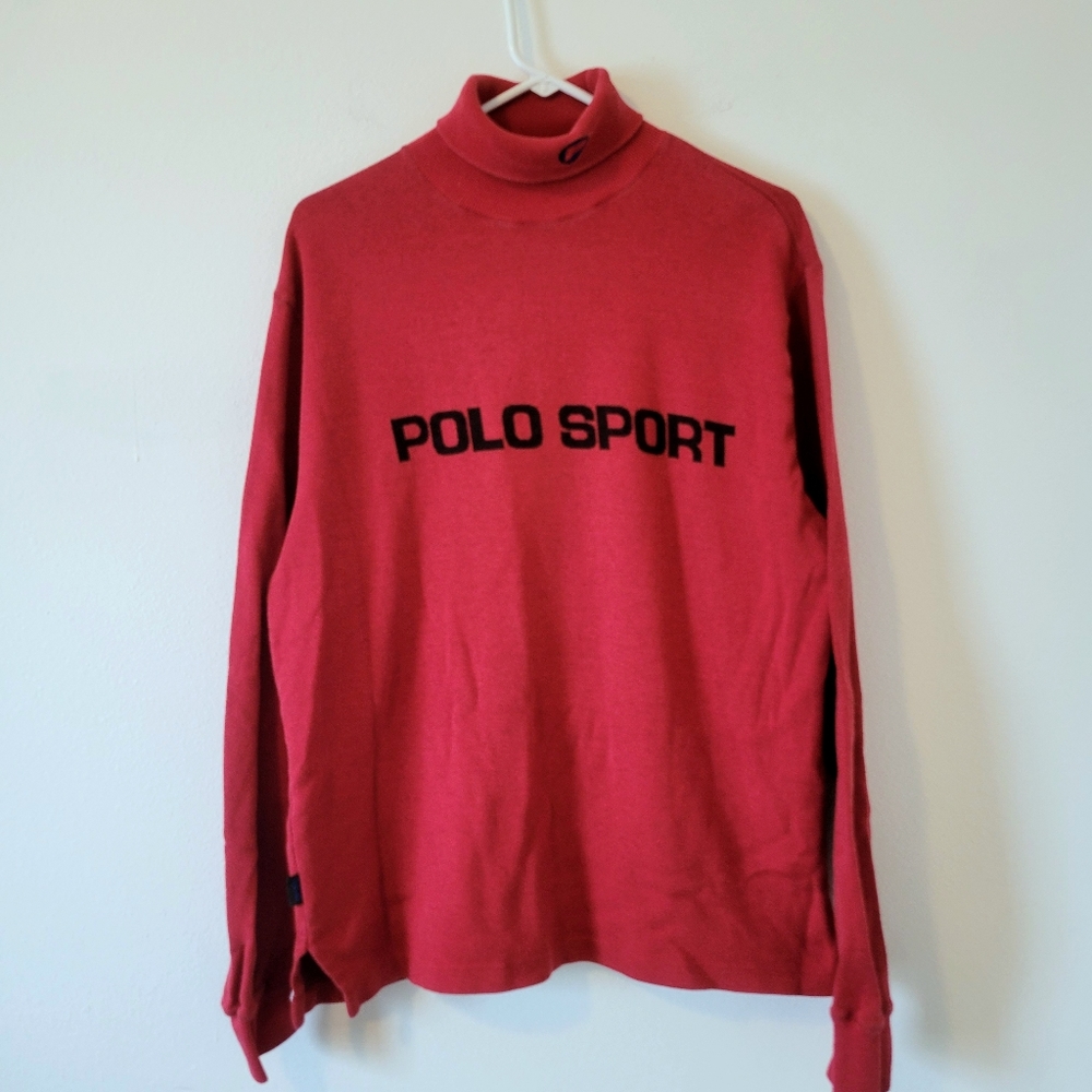 Vintage Red Polo sport mock neck turtleneck shirt